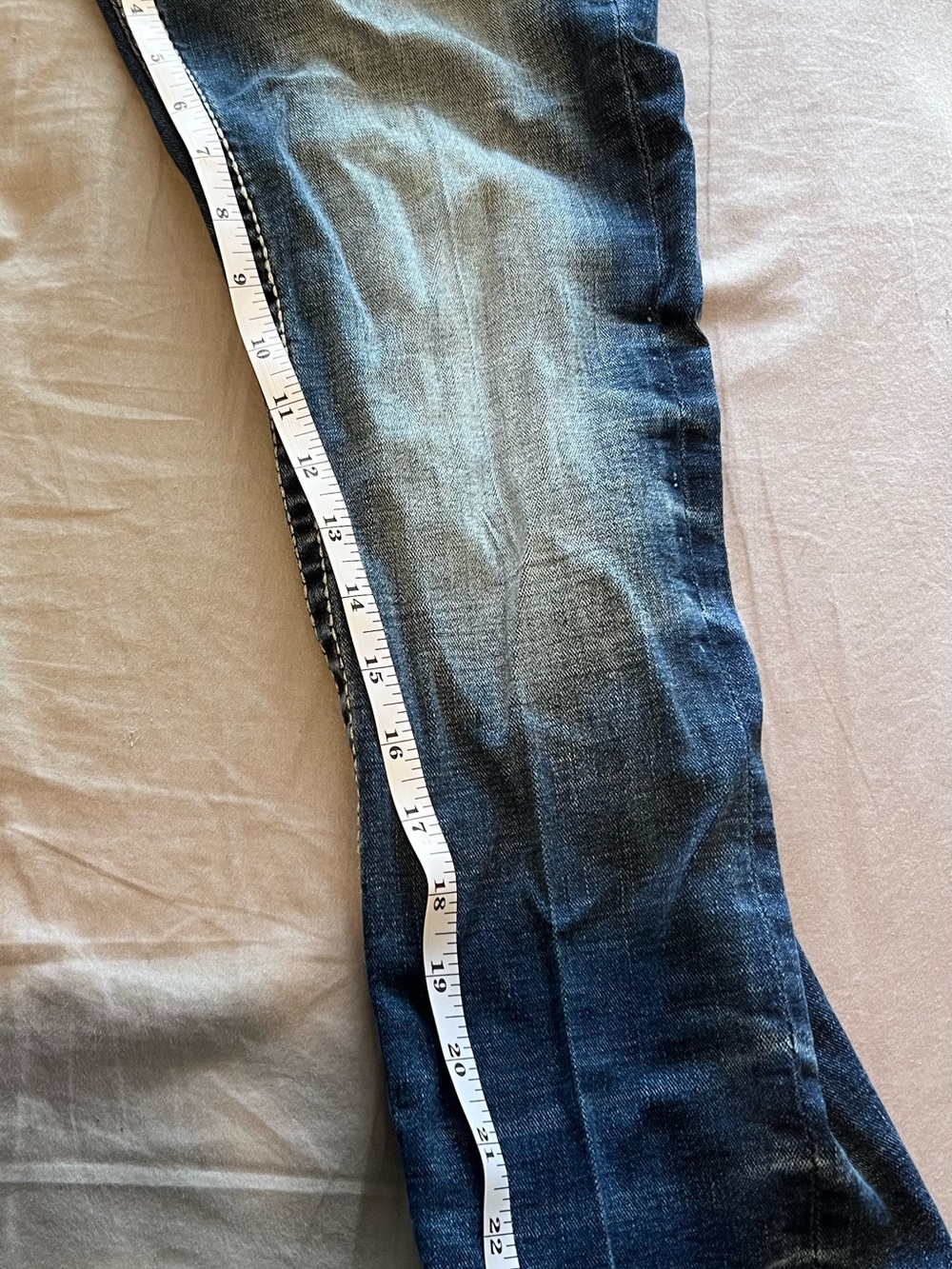 Salvage Men’s Blue Bootcut Jeans with White Pocket Embroidery - Picture 5 of 6